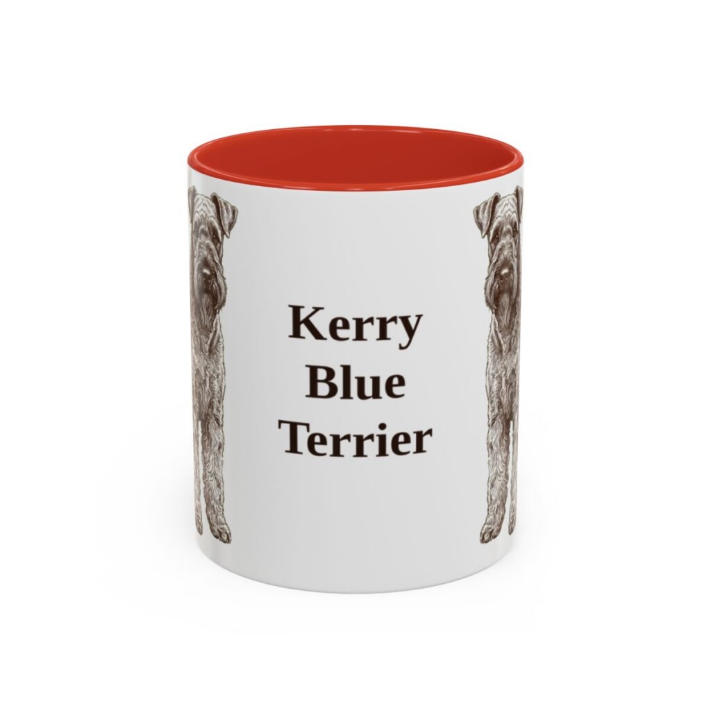 11oz Kerry Blue Terrier Mug, Red, front view