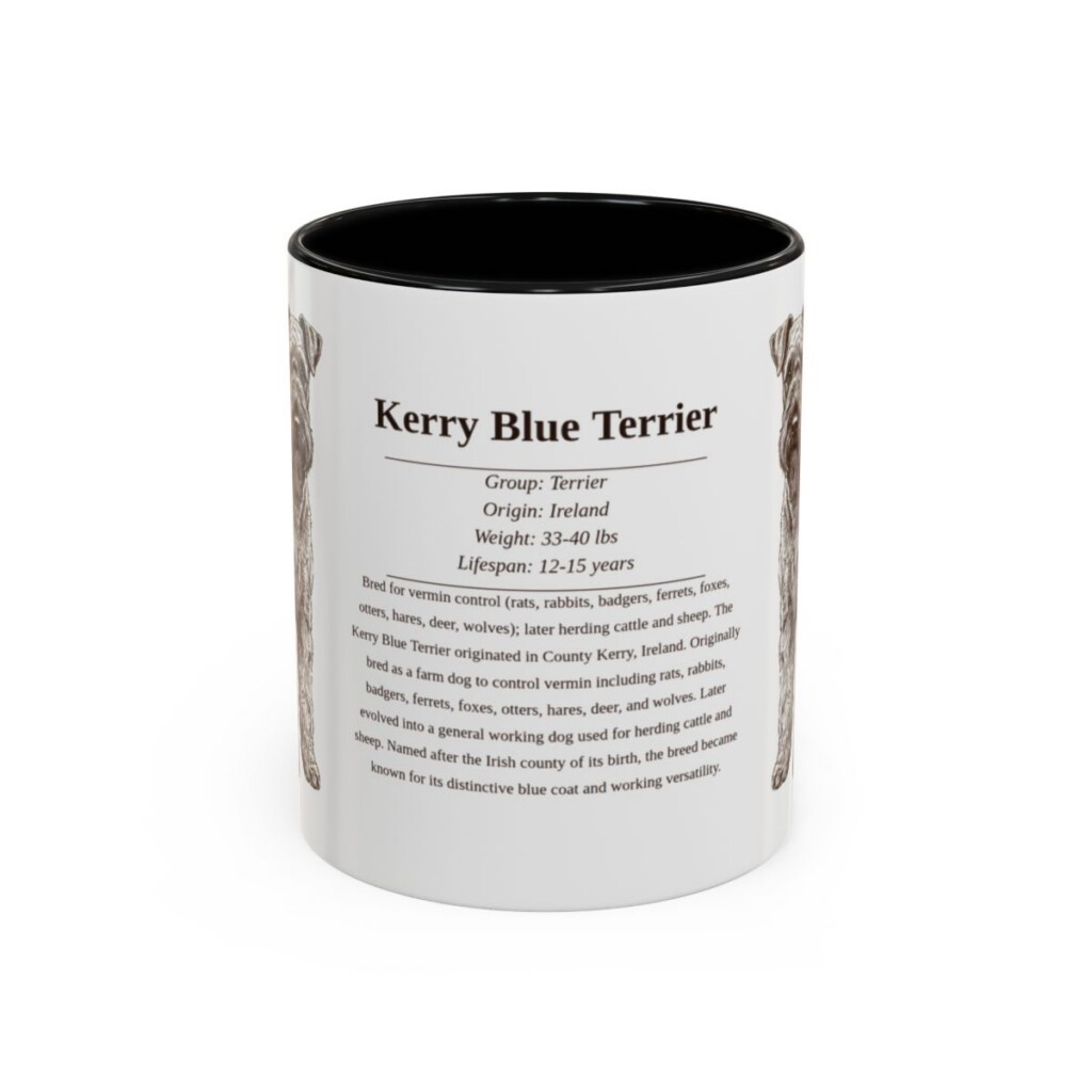 11oz Kerry Blue Terrier Mug, Black, front view
