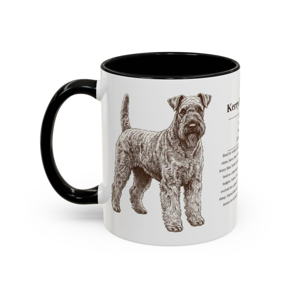 11oz Kerry Blue Terrier Mug, Black, left side view