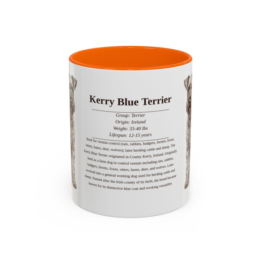 11oz Kerry Blue Terrier Mug, Orange, front view