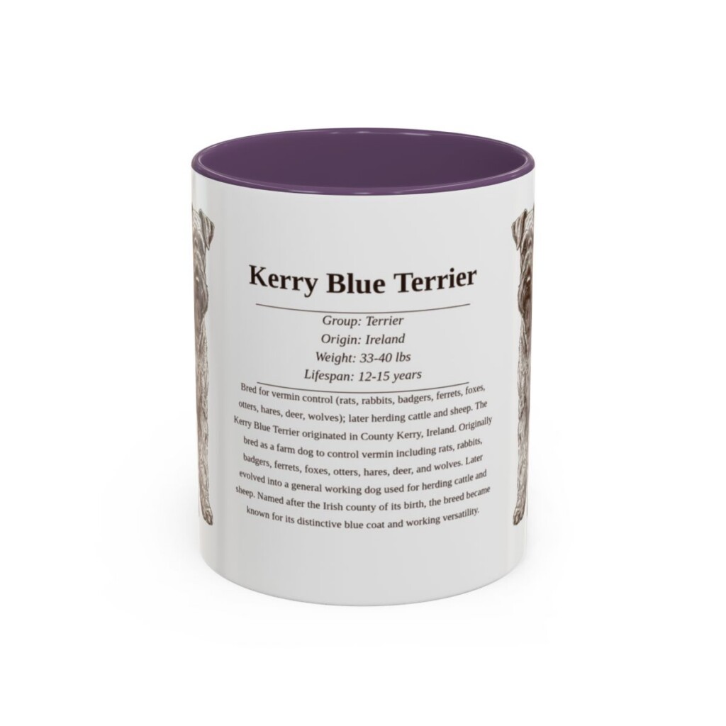 11oz Kerry Blue Terrier Mug, Purple, front view
