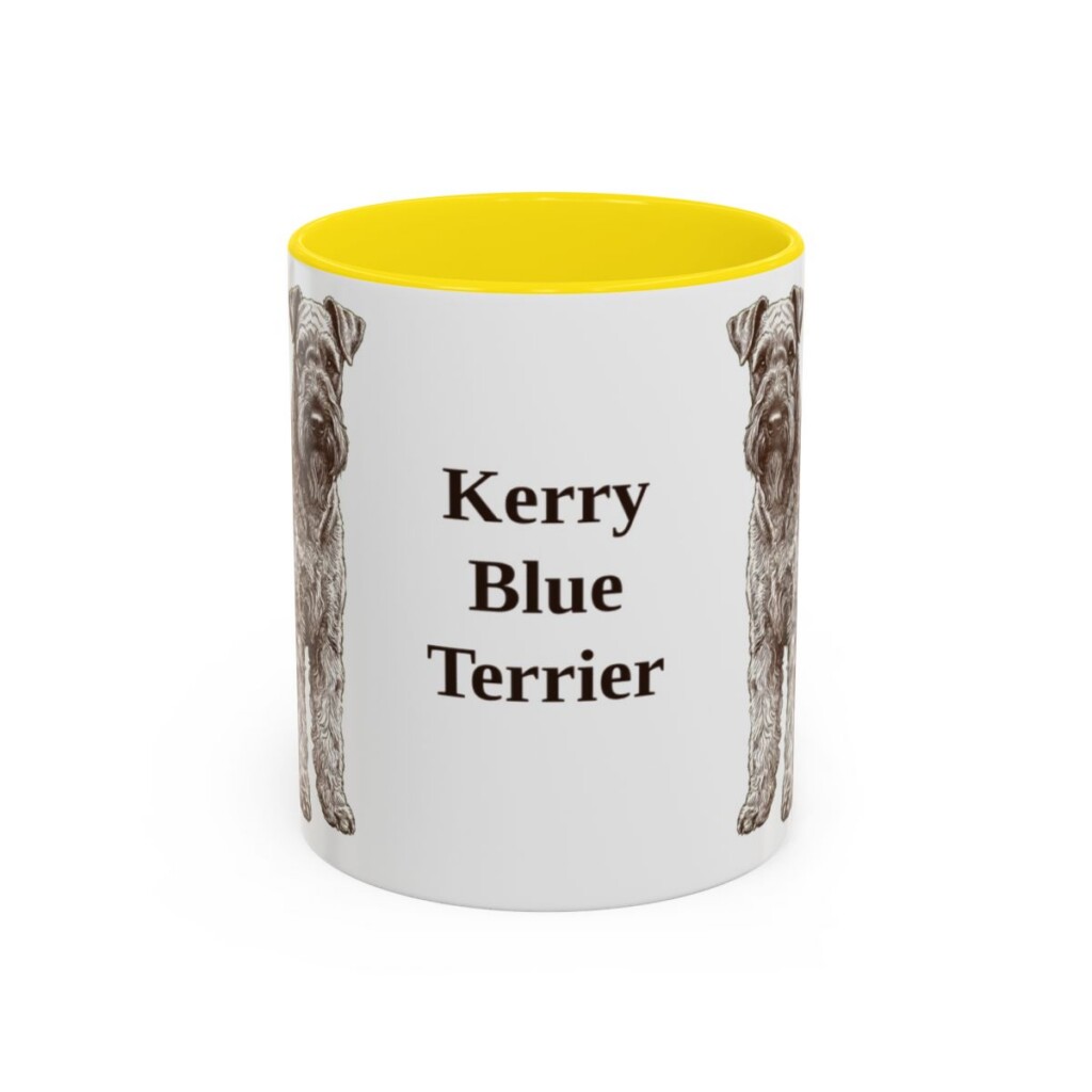 11oz Kerry Blue Terrier Mug, Yellow, front view
