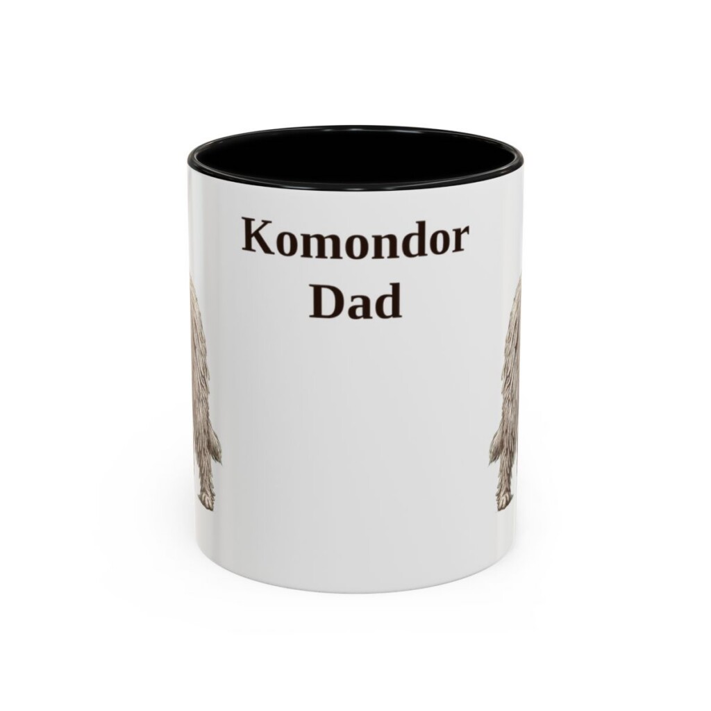 11oz Komondor Dog Dad Mug, Black, front view