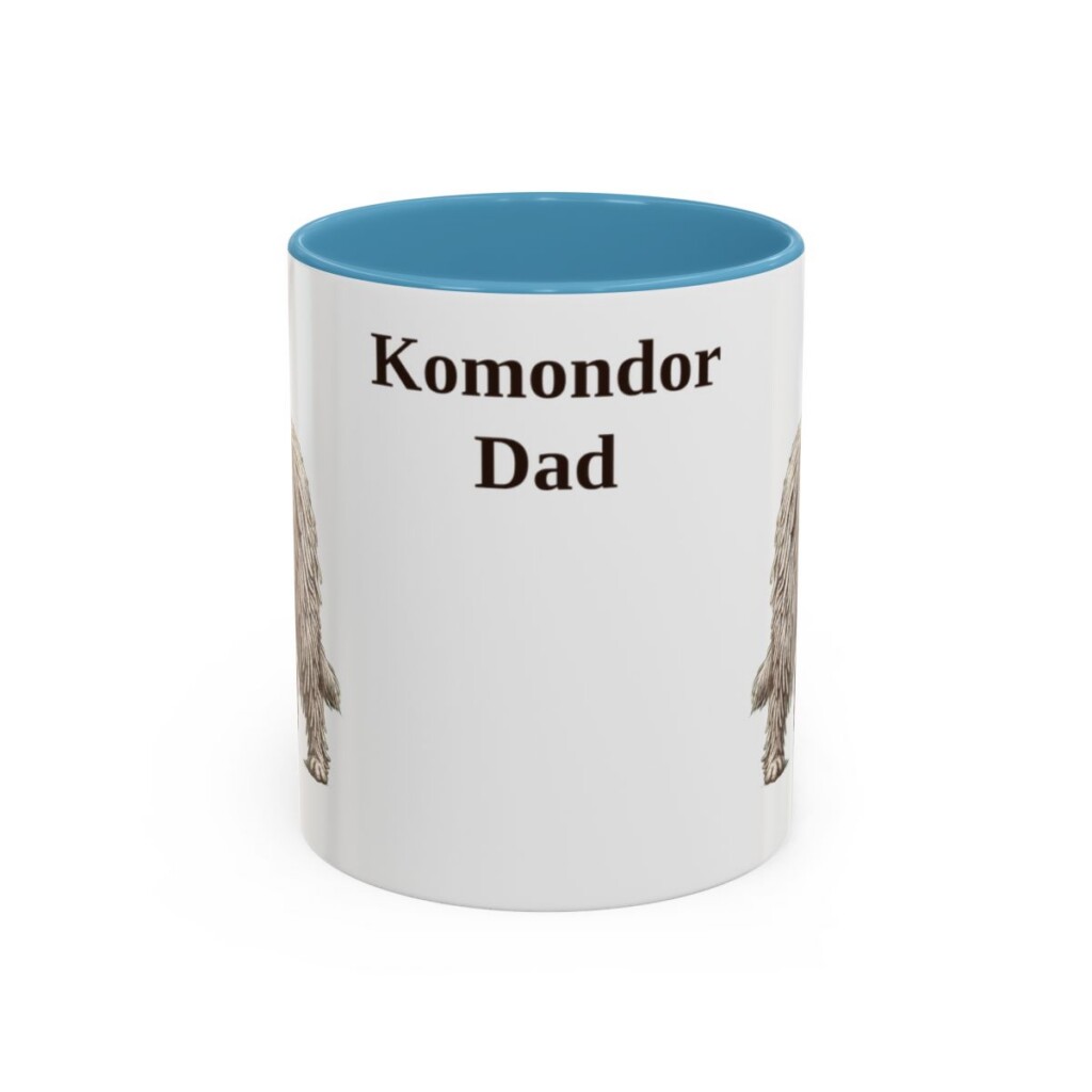 11oz Komondor Dog Dad Mug, Light Blue, front view