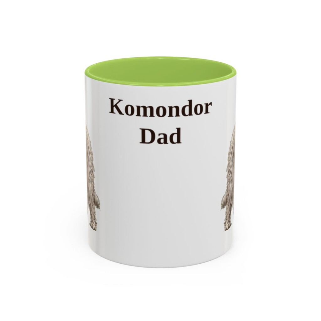 11oz Komondor Dog Dad Mug, Light Green, front view