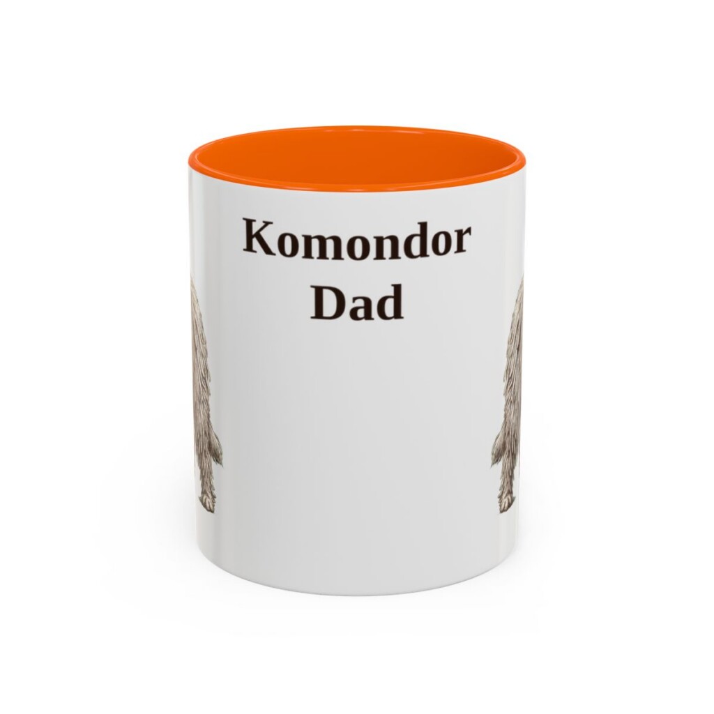 11oz Komondor Dog Dad Mug, Orange, front view