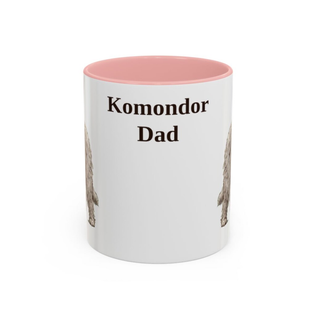 11oz Komondor Dog Dad Mug, Pink, front view