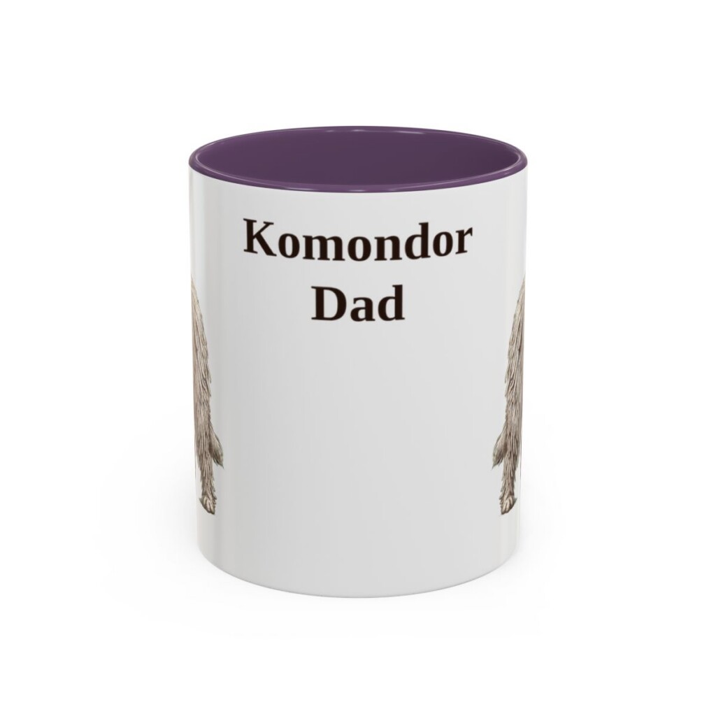11oz Komondor Dog Dad Mug, Purple, front view