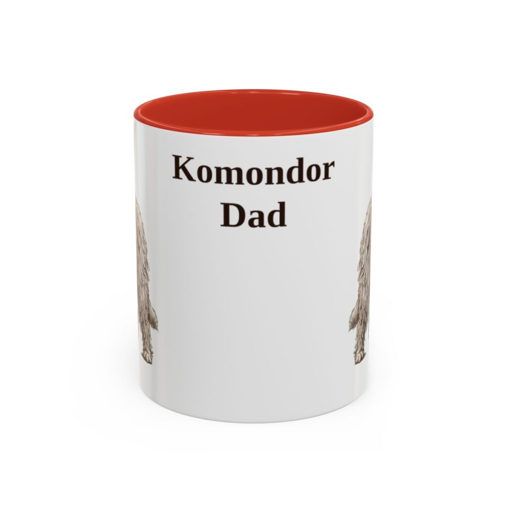 11oz Komondor Dog Dad Mug, Red, front view