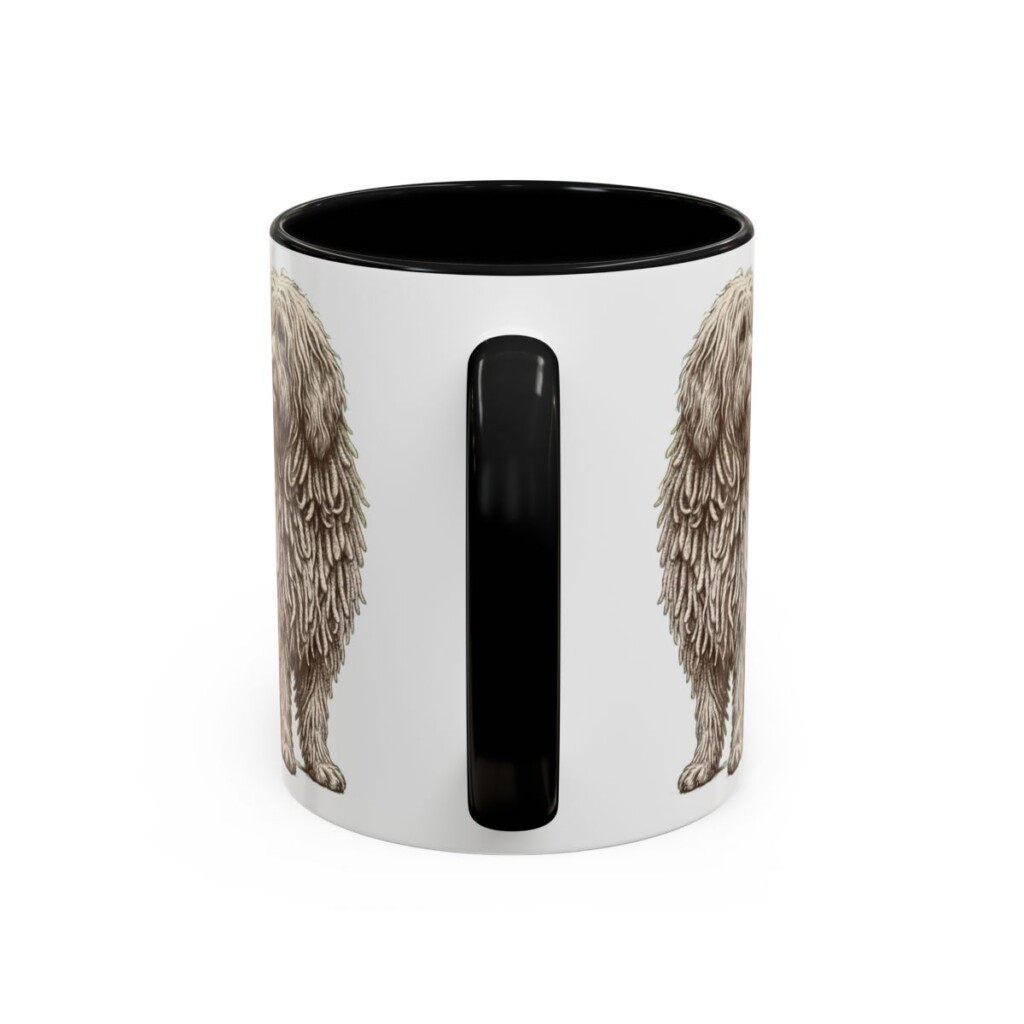 11oz Funny Komondor Mug, Black, back view