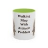 11oz Funny Komondor Mug, Light Green, front view