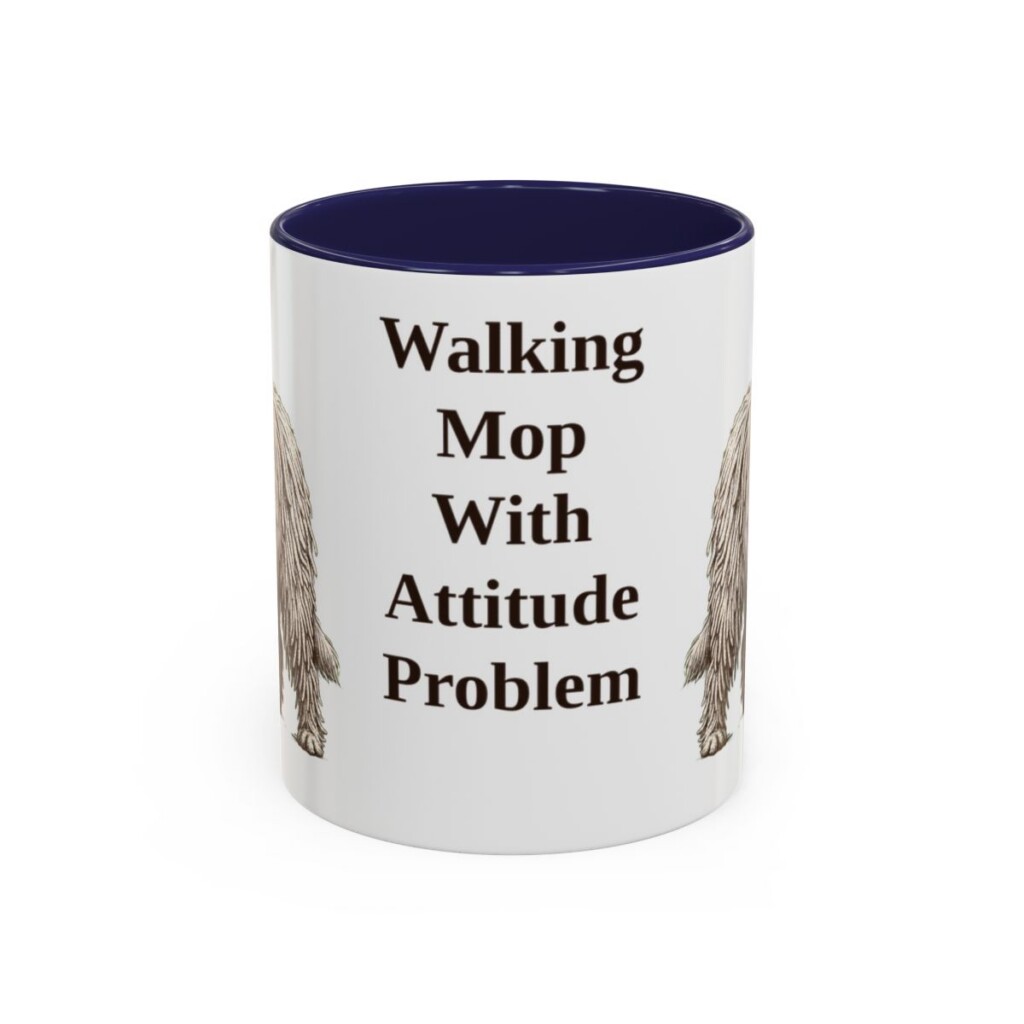 11oz Funny Komondor Mug, Navy, front view