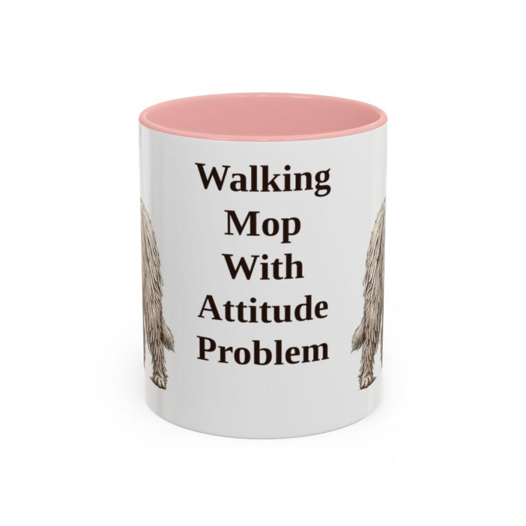 11oz Funny Komondor Mug, Pink, front view