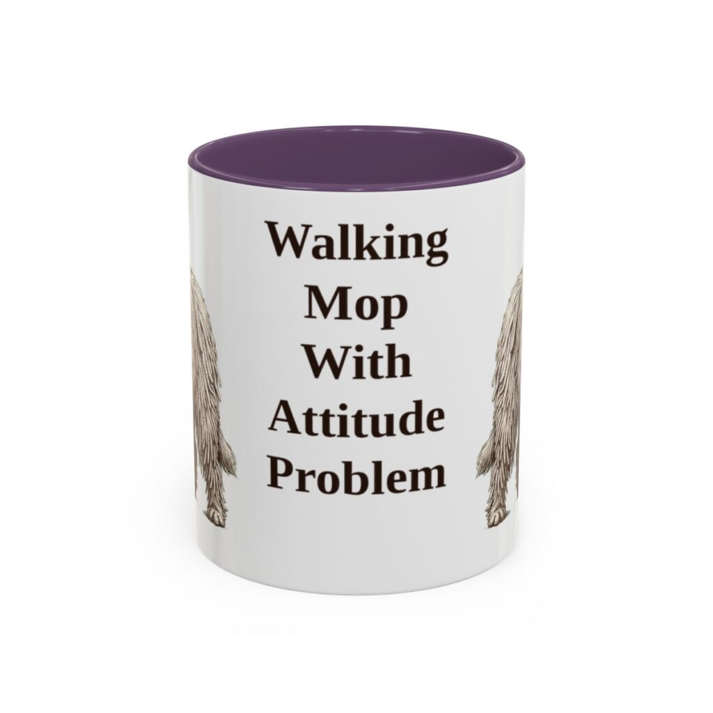 11oz Funny Komondor Mug, Purple, front view