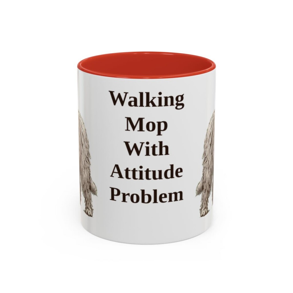 11oz Funny Komondor Mug, Red, front view