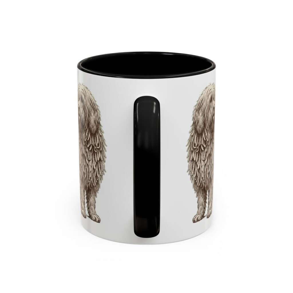11oz Komondor Latin Mug, Black, back view