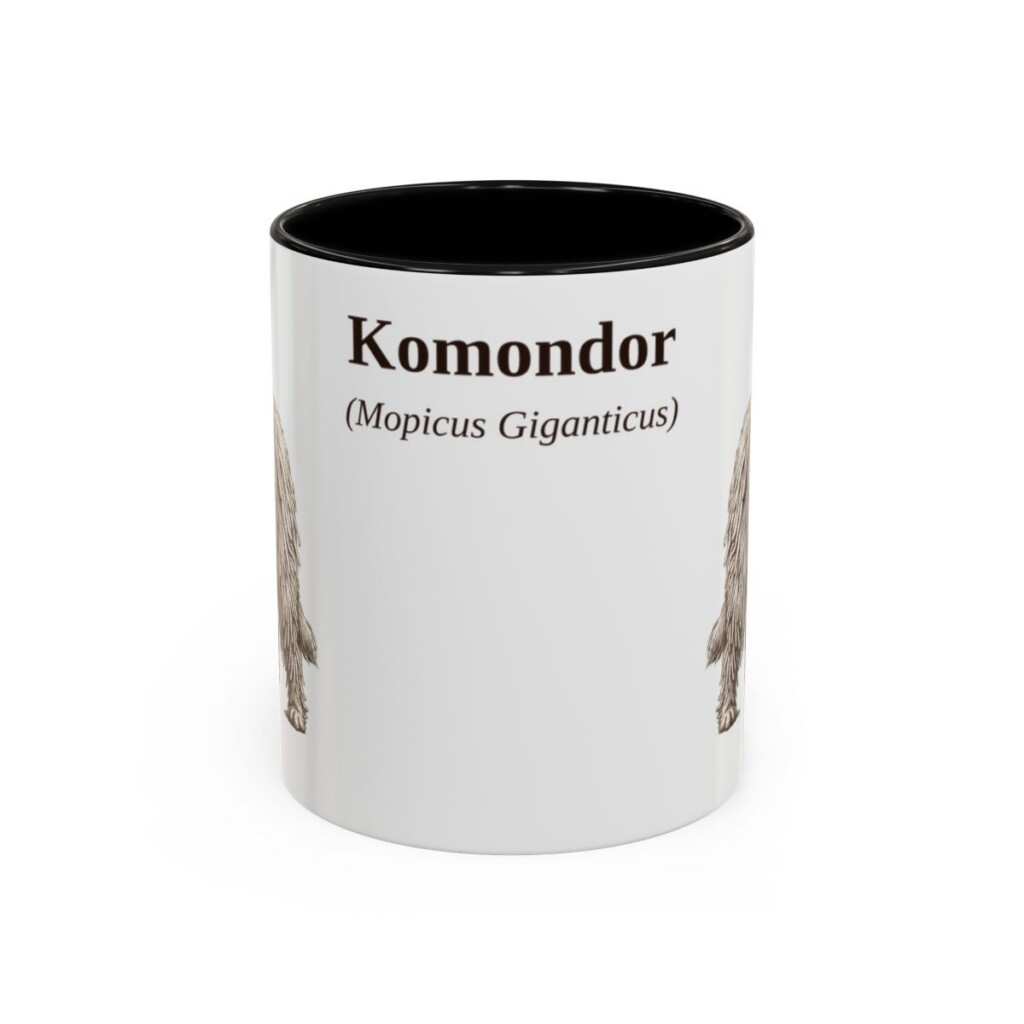11oz Komondor Latin Mug, Black, front view