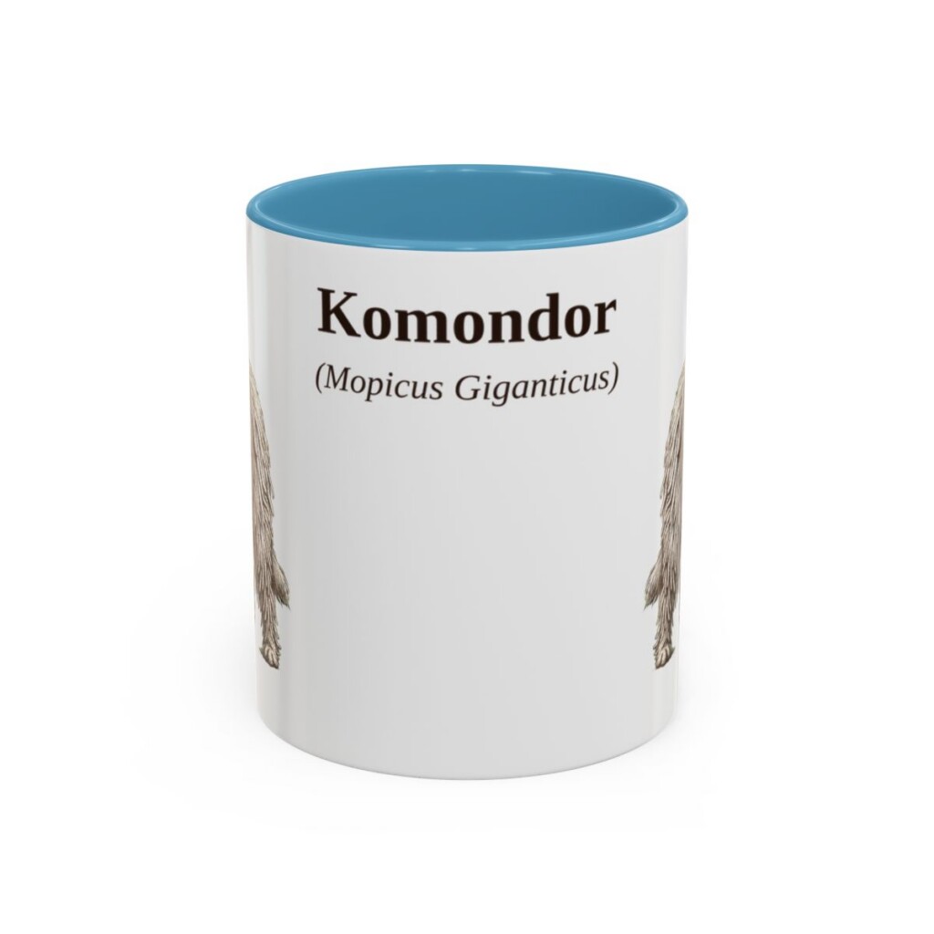 11oz Komondor Latin Mug, Light Blue, front view