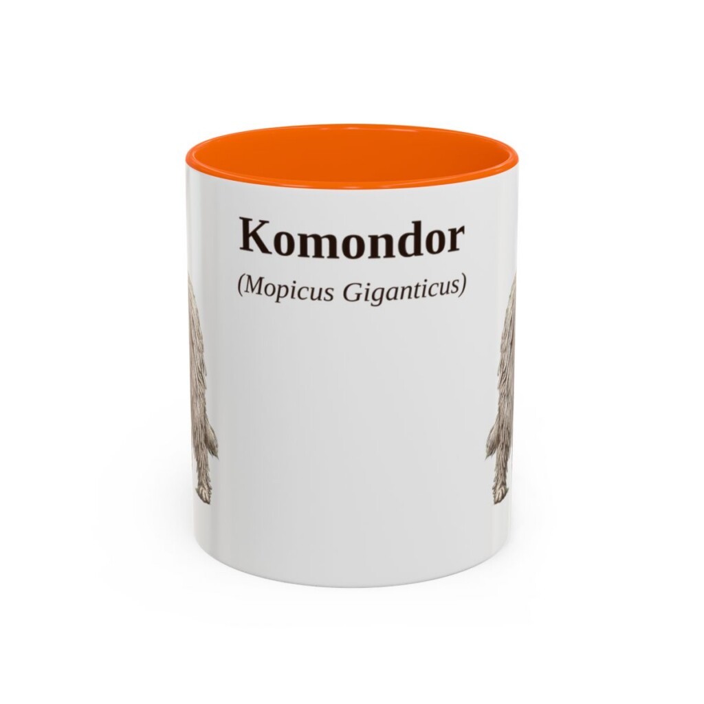 11oz Komondor Latin Mug, Orange, front view