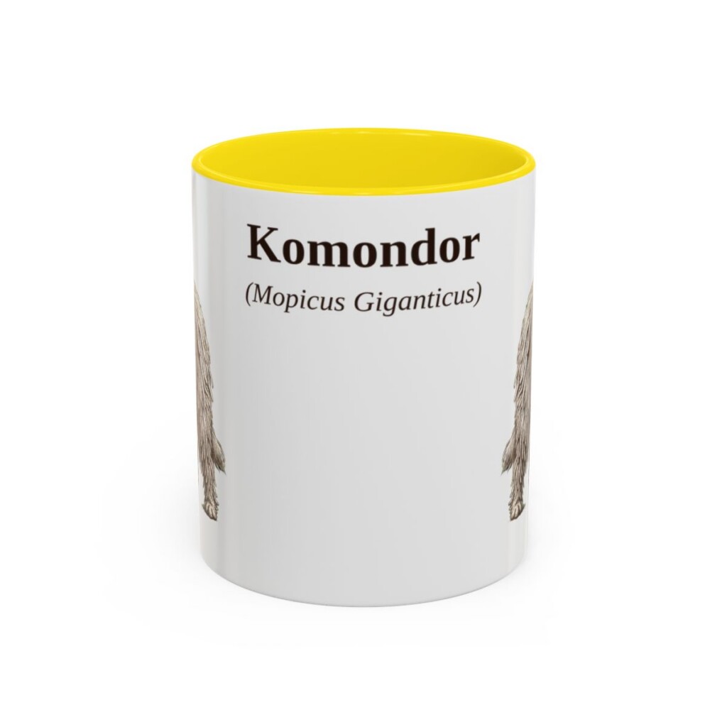 11oz Komondor Latin Mug, Yellow, front view