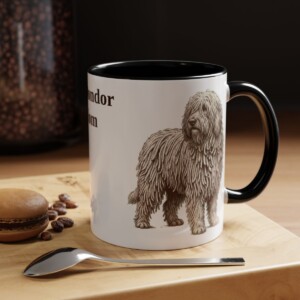 11oz Komondor Dog Mom Mug, Black, lifestyle photo