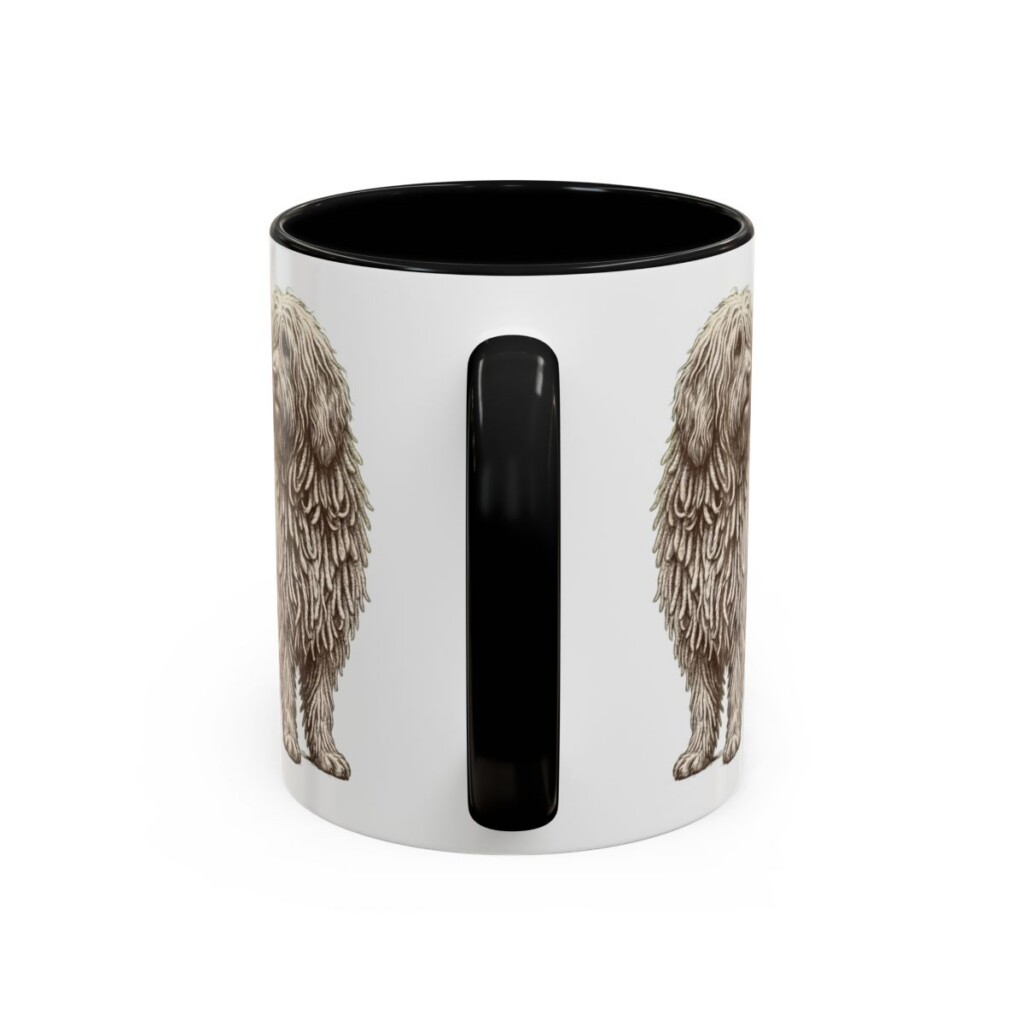 11oz Komondor Dog Mom Mug, Black, back view