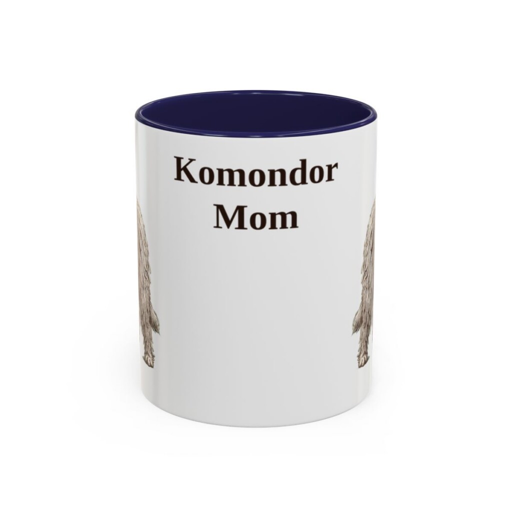 11oz Komondor Dog Mom Mug, Navy, front view