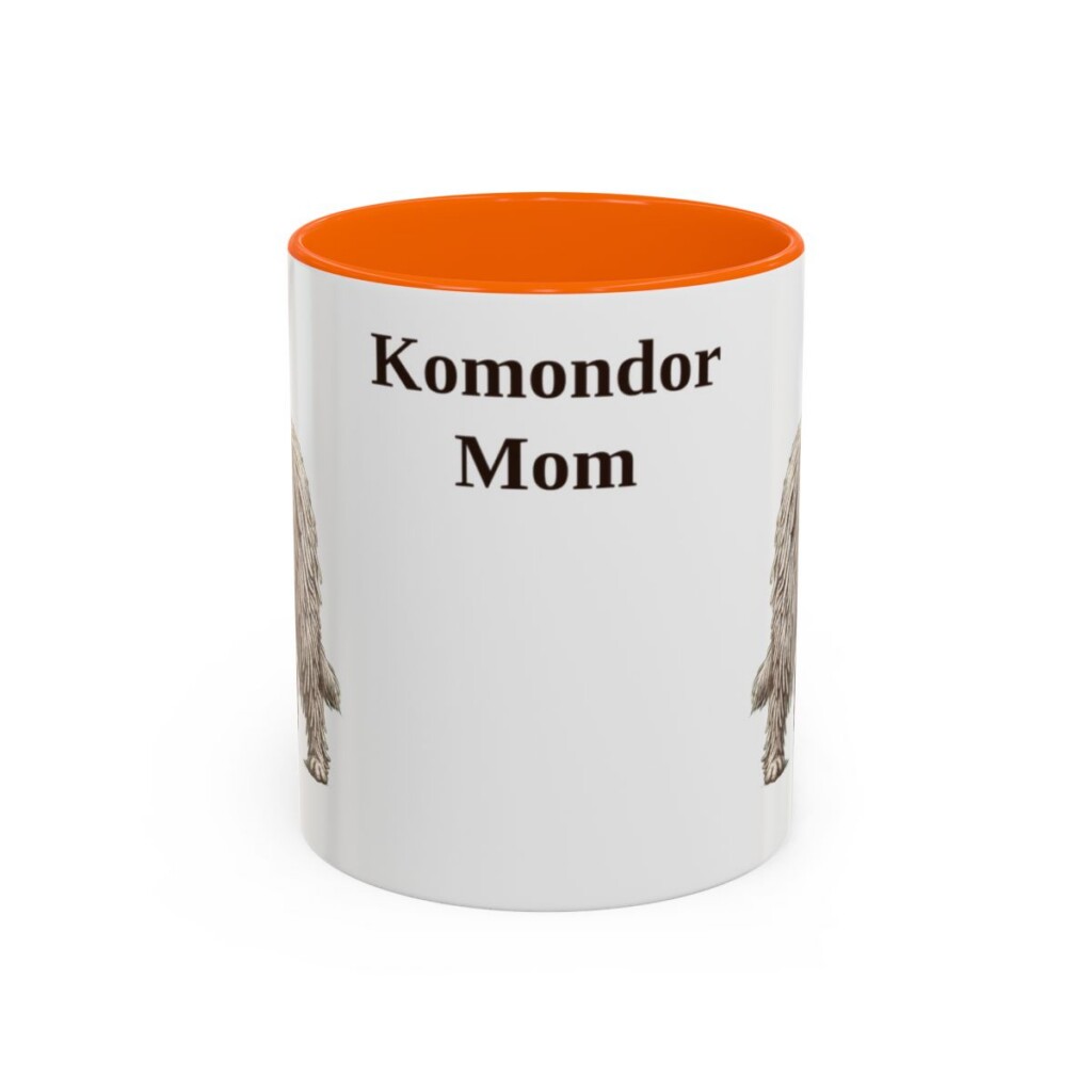 11oz Komondor Dog Mom Mug, Orange, front view