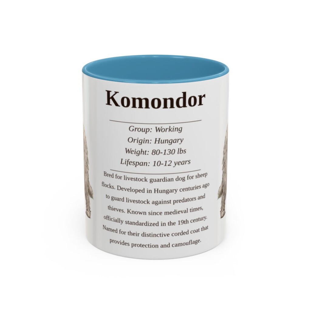 11oz Komondor Mug, Light Blue, front view