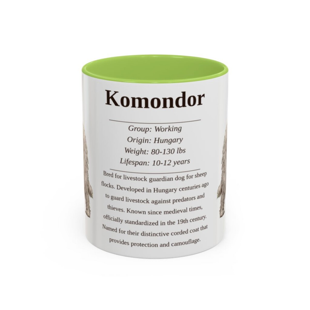 11oz Komondor Mug, Light Green, front view
