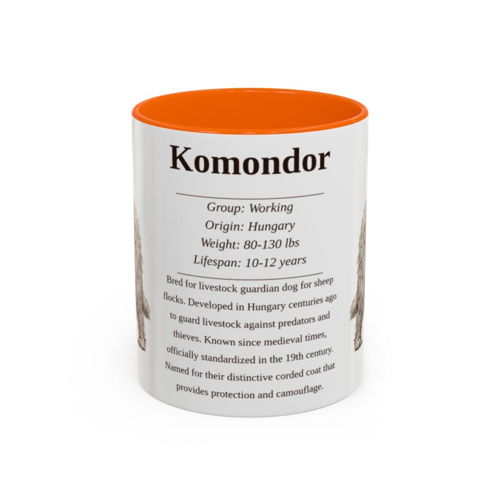 11oz Komondor Mug, Orange, front view