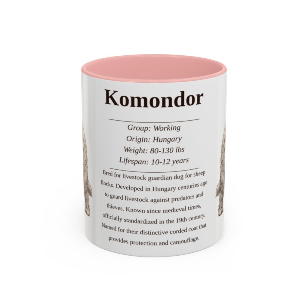 11oz Komondor Mug, Pink, front view