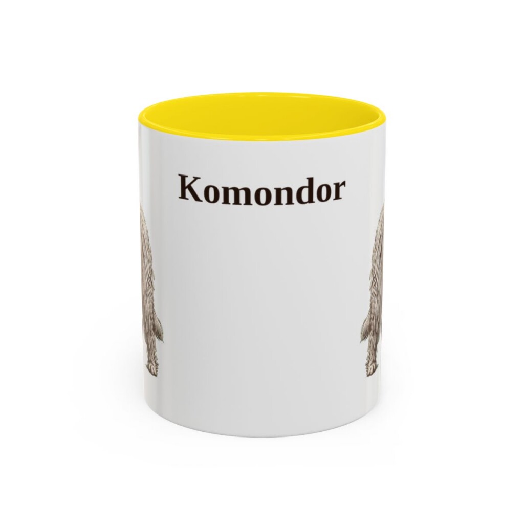 11oz Komondor Mug, Yellow, front view