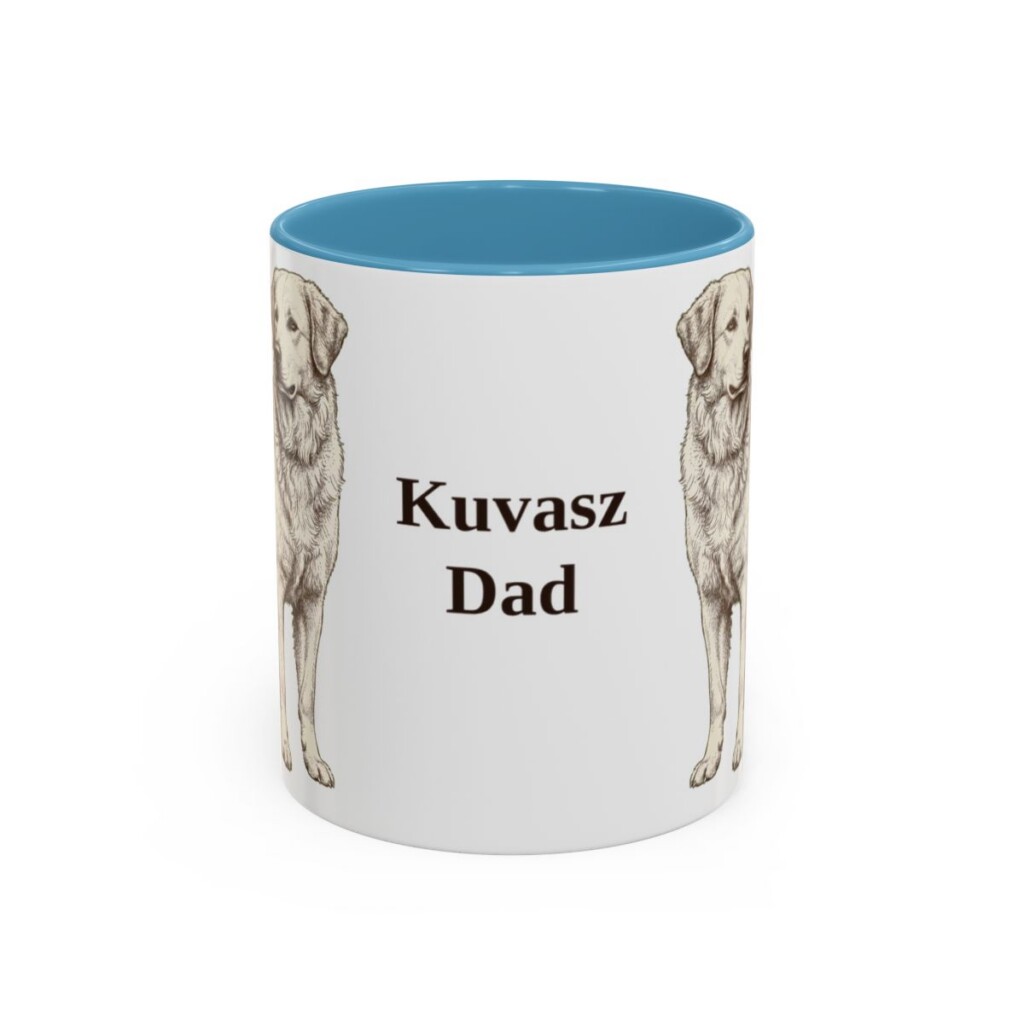 11oz Kuvasz Dog Dad Mug, Light Blue, front view