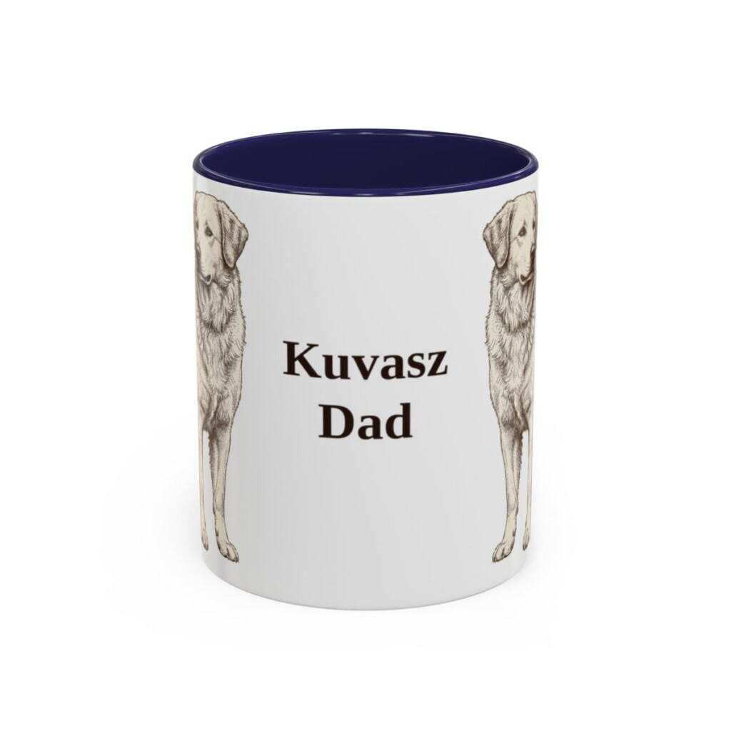 11oz Kuvasz Dog Dad Mug, Navy, front view