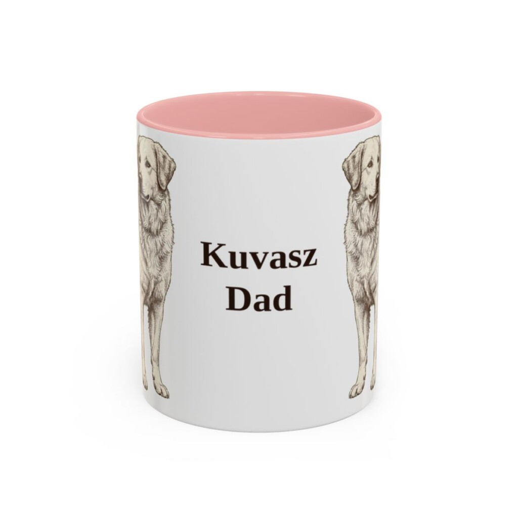 11oz Kuvasz Dog Dad Mug, Pink, front view