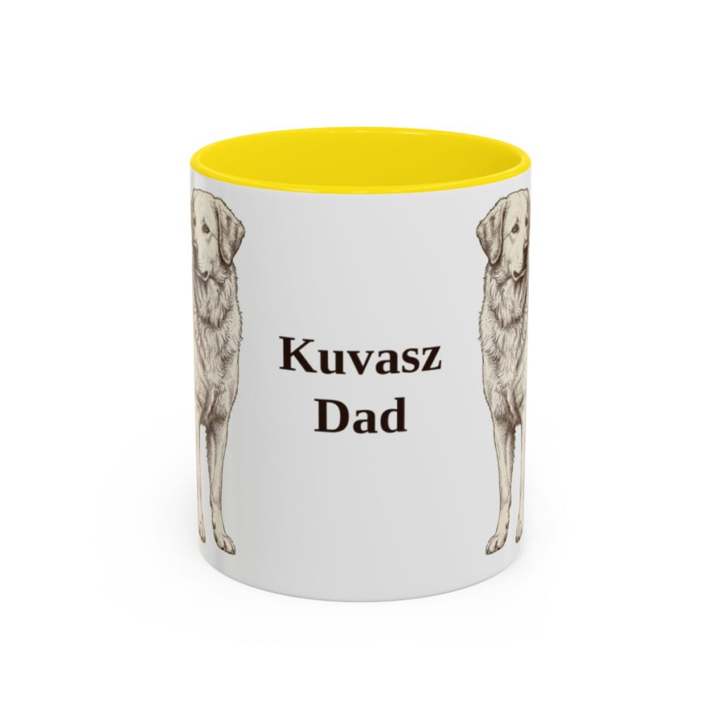 11oz Kuvasz Dog Dad Mug, Yellow, front view