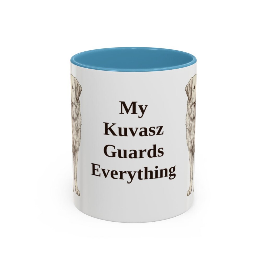 11oz Funny Kuvasz Mug, Light Blue, front view