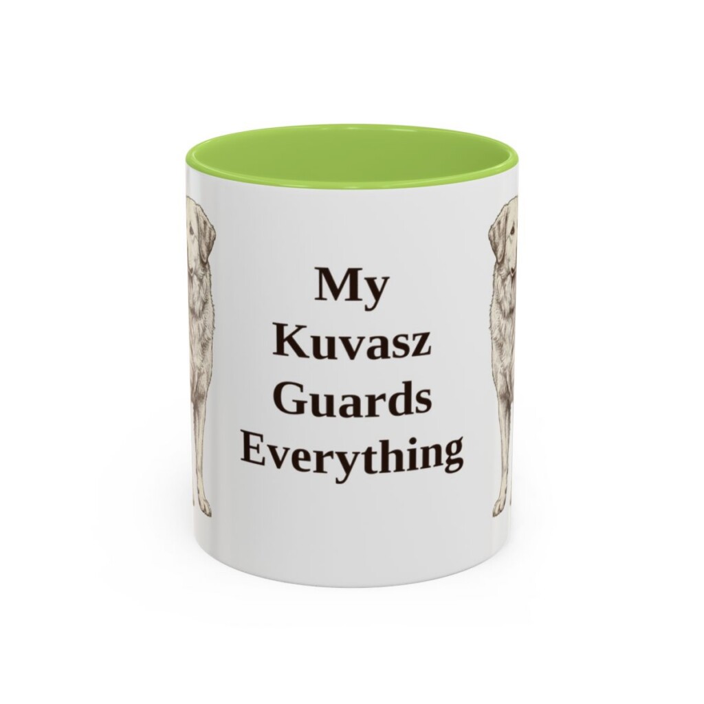 11oz Funny Kuvasz Mug, Light Green, front view