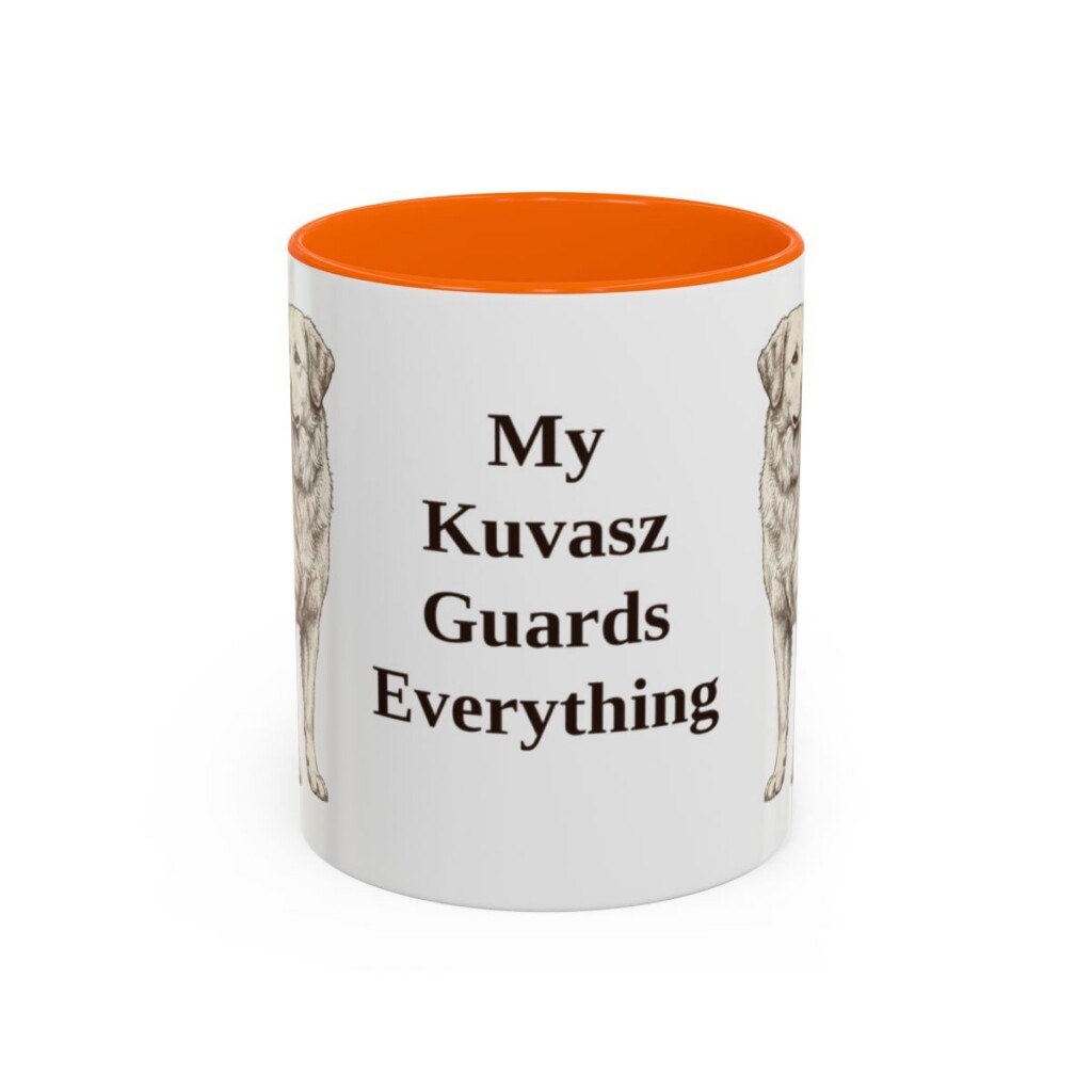 11oz Funny Kuvasz Mug, Orange, front view
