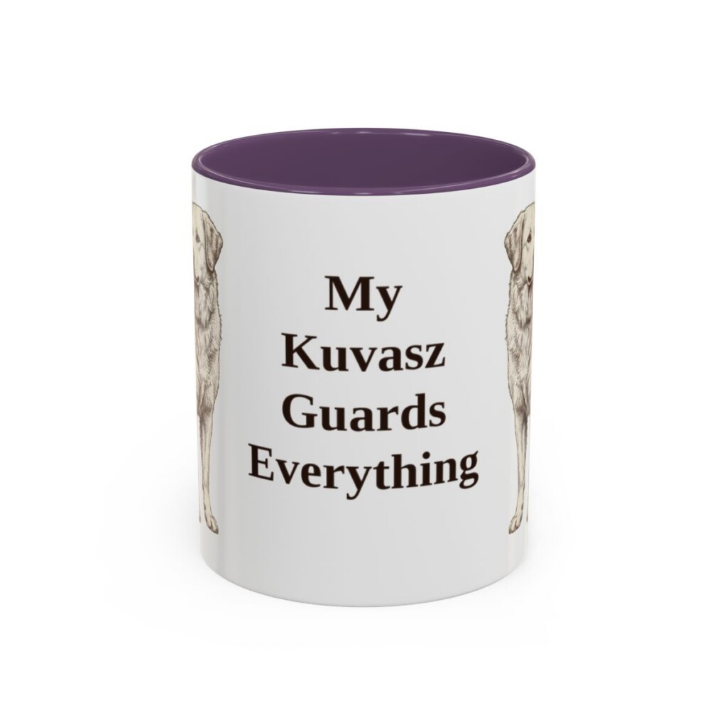 11oz Funny Kuvasz Mug, Purple, front view