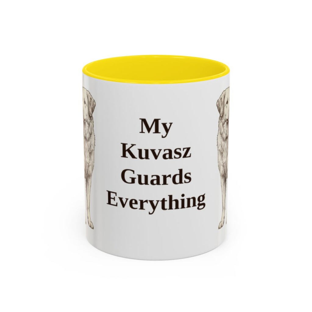 11oz Funny Kuvasz Mug, Yellow, front view
