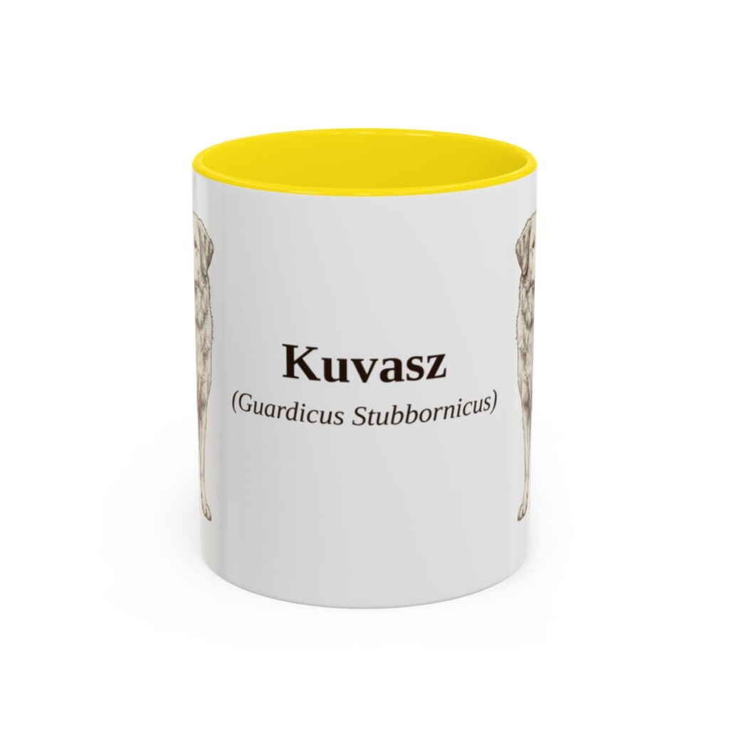 11oz-kuvasz-mug-latin-yellow 11oz Kuvasz Latin Mug, Yellow, front view