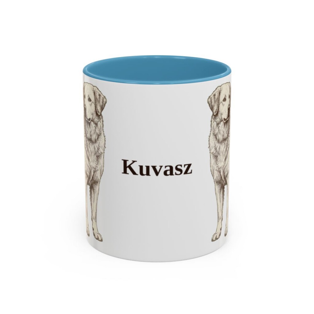 11oz Kuvasz Mug, Light Blue, front view