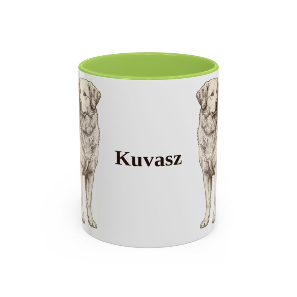 11oz Kuvasz Mug, Light Green, front view