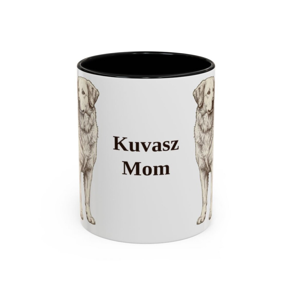 11oz Kuvasz Dog Mom Mug, Black, front view