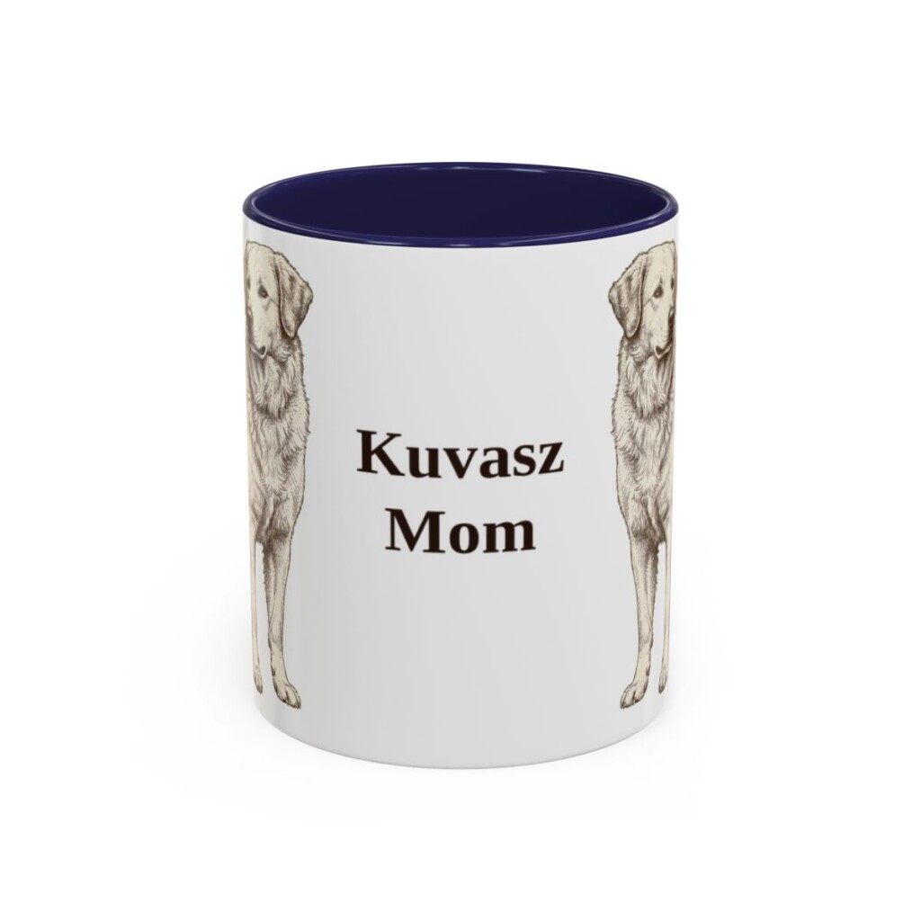 11oz Kuvasz Dog Mom Mug, Navy, front view