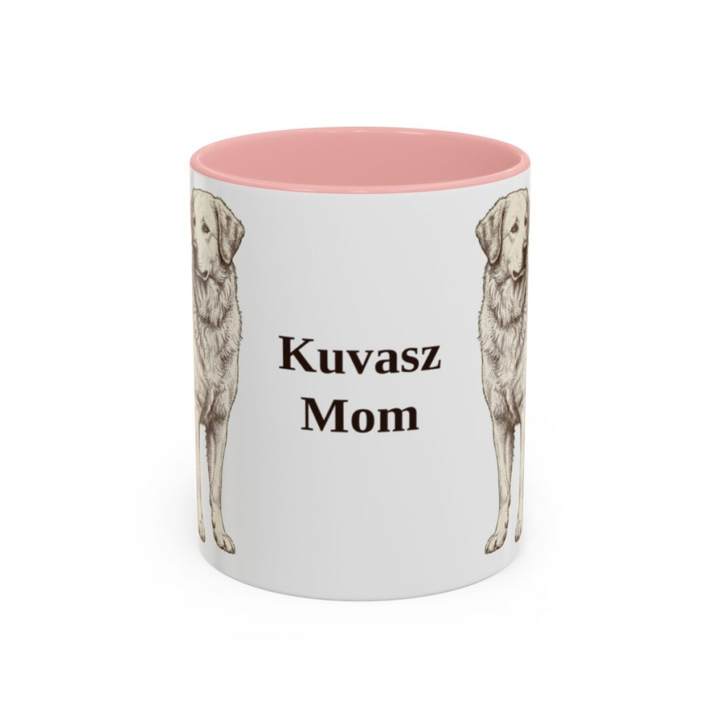 11oz Kuvasz Dog Mom Mug, Pink, front view