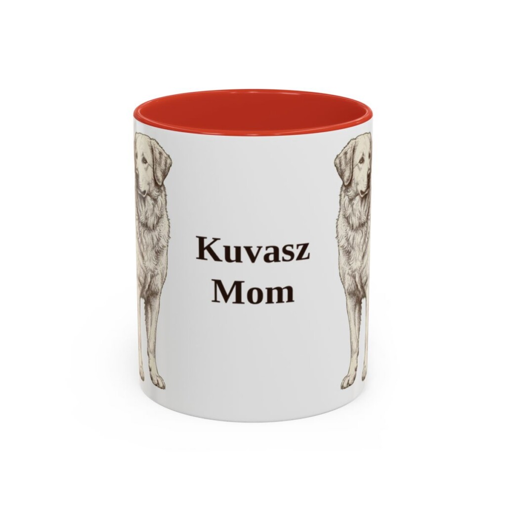 11oz Kuvasz Dog Mom Mug, Red, front view