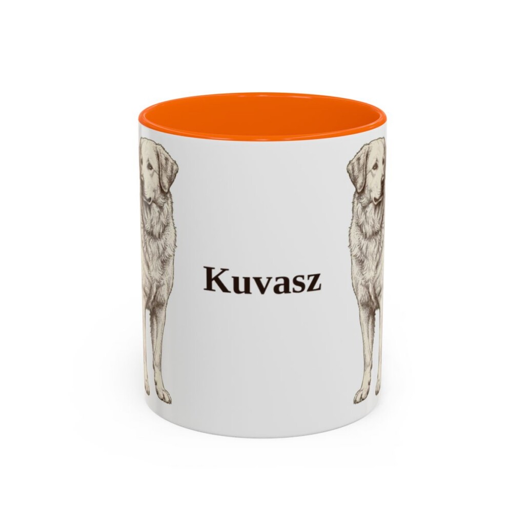 11oz Kuvasz Mug, Orange, front view